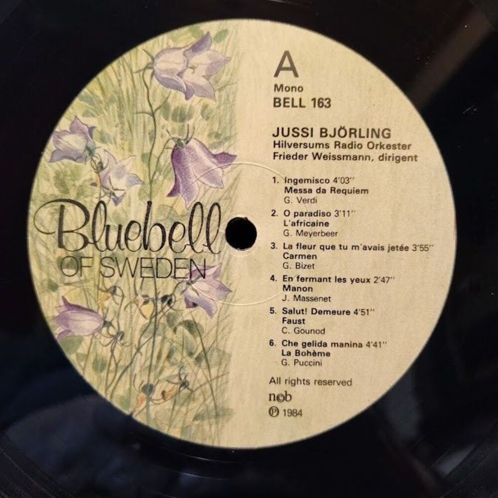 Jussi Bjorling 1984 Vinyl Record Album Live Holland 1939, Norway 1954 Bluebell - Picture 3 of 4